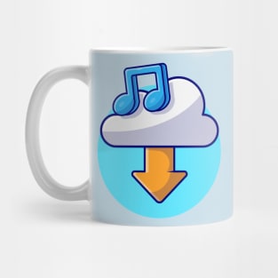 Cloud Download Music with Note Cartoon Vector Icon Illustration Mug